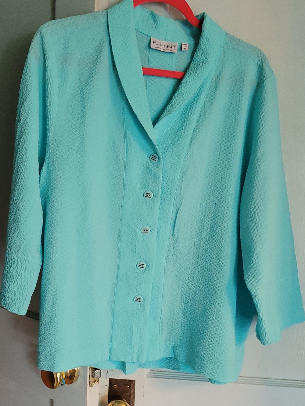 Habitat Women's Aqua Button-Down Textured Shirt
